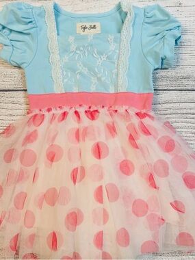 Toy Story inspired Bo peep Light Blue & Pink Polka Dot Tulle Kids Dress